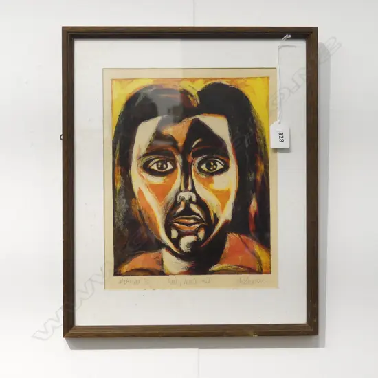 SIGNED PORTRAIT PRINT 'LOU, INSIDE OUT' '87 FOXING 280x220mm