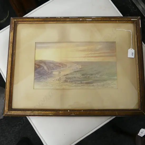 T MONKHOUSE (NZ/AUS) FIGURES IN A LANDCAPE, W/COLOUR, SIGNED & DATED ‘05, 175 x 300mm.