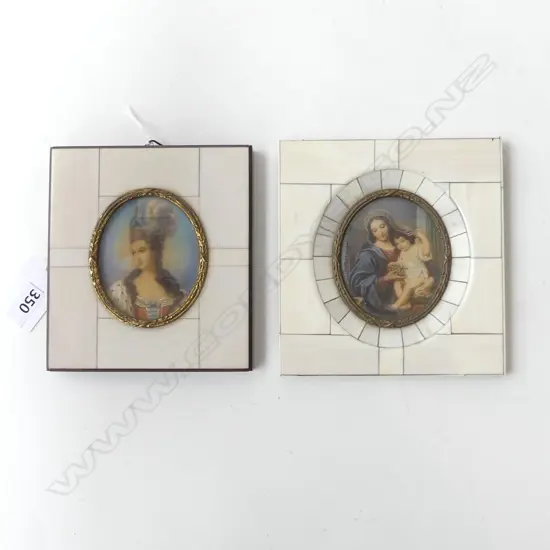 2 VINTAGE PORTRAITS IN IVORY FRAMES 115x110mm