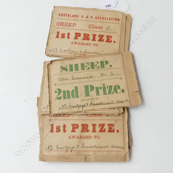 ANTIQUE CERTIFICATES; LIVESTOCK / A&P SHOW ETC 125x160mm