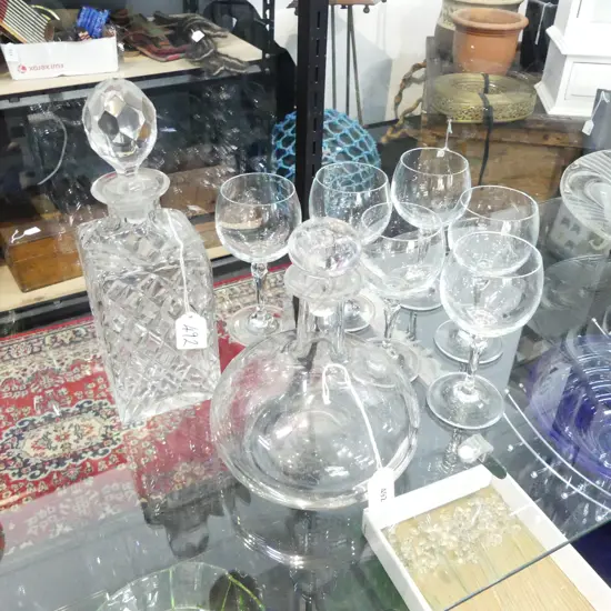 PR DECANTERS & 6 WINE GLASSES