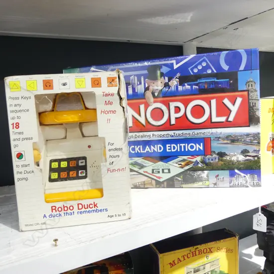 MINT MISSPELT K ROAD MONOPOLY GAME & BOXED ROBO DUCK