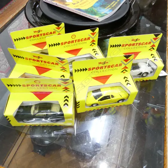 6 MINT & BOXED SHELL SPORTS CAR COLLECTION CARS L140MM