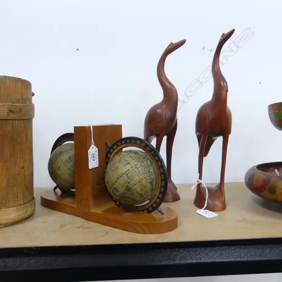 PR MID CENTURY CRANES & PR GLOBE BOOKENDS