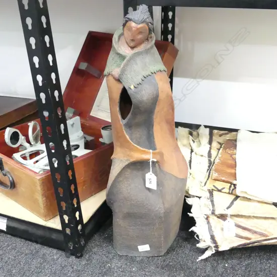 STUDIO POTTERY CLOAKED FIGURE SMALL FAULTS H.510mm