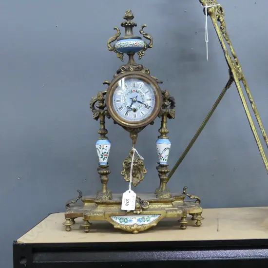 ANTIQUE STYLE BRASS MANTLE CLOCK H.410mm