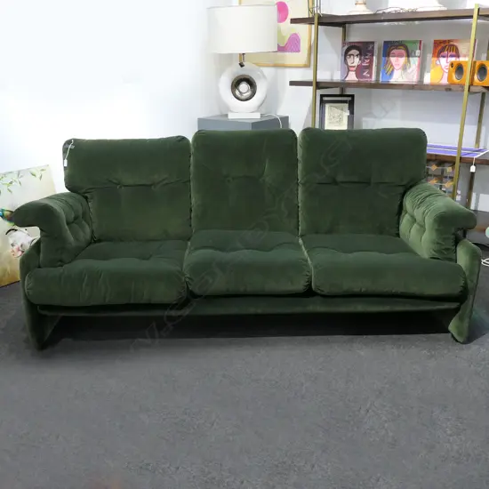 TOBIA & AFRA SCARPA FOR B&B ITALIA 'CORONADO' SOFA IN 'BOTANICAL' GREEN VELVET 1900x900x800mm