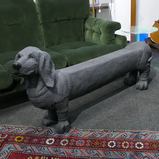 GREY PAINTED FIBREGLASS SAUSAGE DOG 1400x300x620mm
