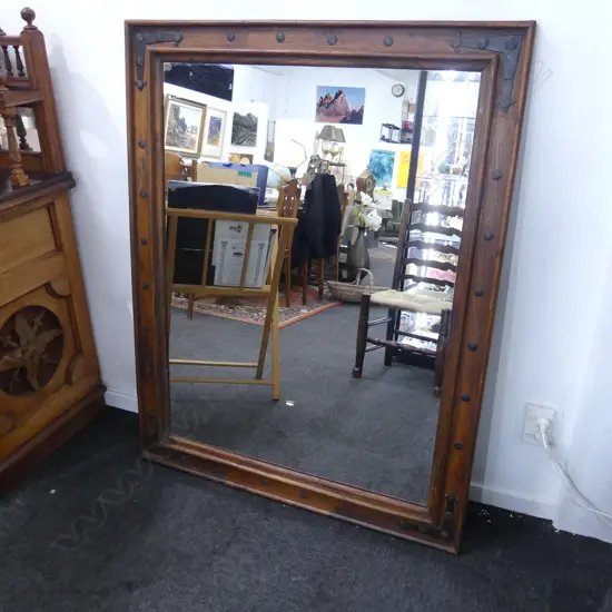 LG MODERN MIRROR; WOODEN FRAME w. IRON DETAIL 1100x1400mm