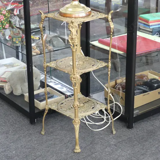 3 TIER VICTORIAN STYLE GOLD METAL STAND H.695mm