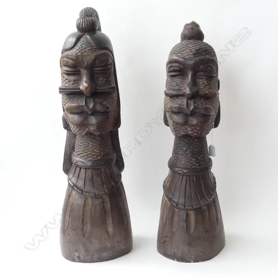 2 LG CARVED WOODEN TRIBAL FIGURES H.700mm