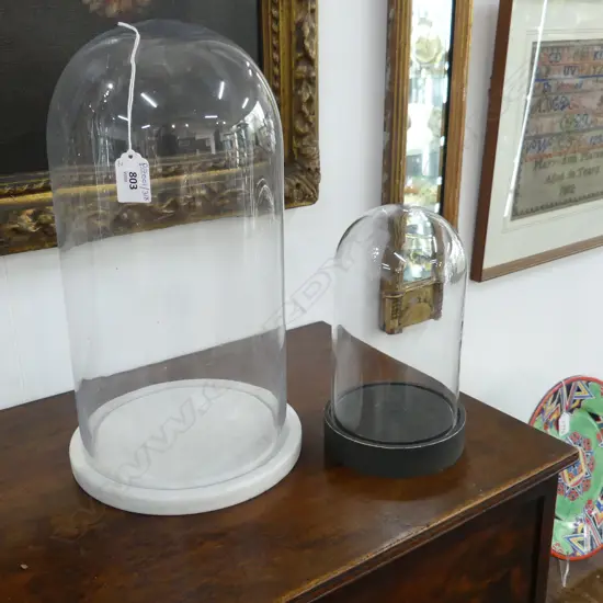 2 MODERN GLASS DOMES H.380, 230mm