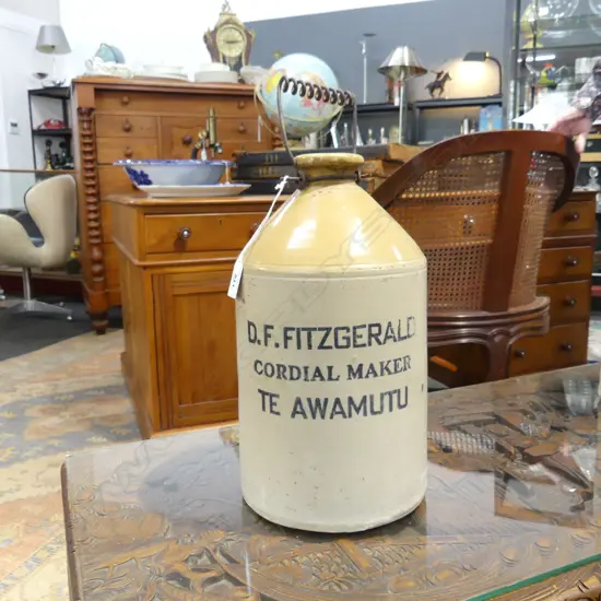 CROCK w. WIRE HANDLE 'D. F. FITZGERALD' H.400mm