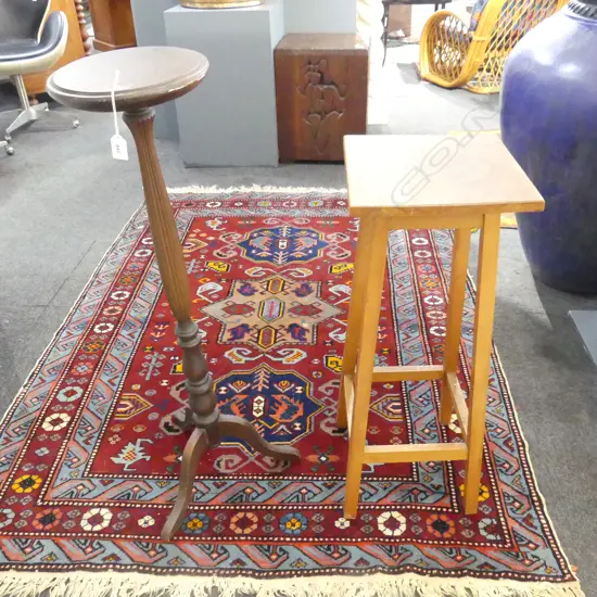 2 WOODEN PLANT STANDS, H.960mm