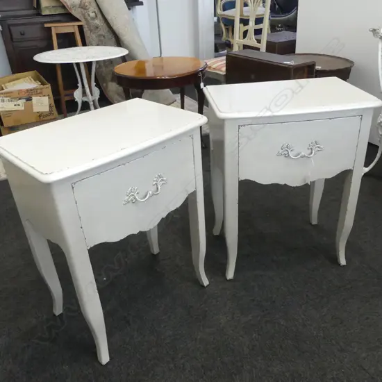 PR FRENCH SILVER PAINTED BEDSIDE CABINETS 550x370x700mm