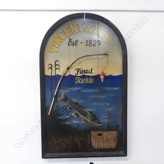 'VINCENT & SON' VINTAGE STYLE FISHING ADVERTISEMENT 1000x600mm