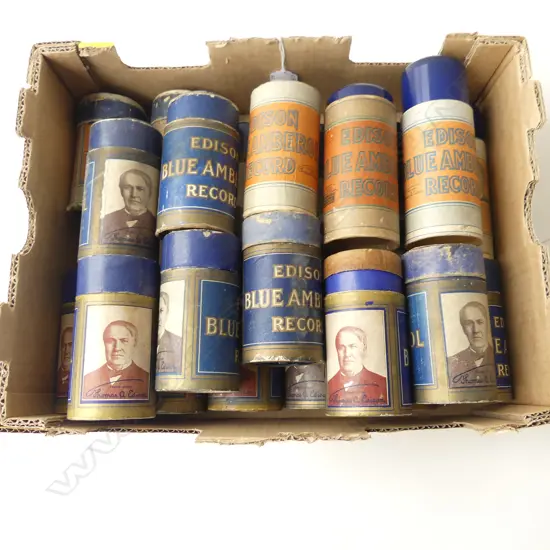 22 EDISON BLUE AMBEROL RECORDS FOR PHONOGRAPH PLAYER IN CASES