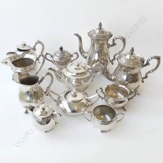 ASS SILVER PLATED TEAPOTS, COFFEE POTS, WATER JUGS – WALKER & HALL etc