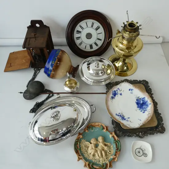 ASST. ITEMS; KERO LAMP, EP, CLOCK PARTS ETC