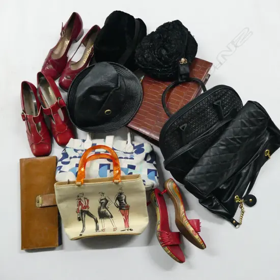 VINTAGE BAGS, SHOES, HATS ETC