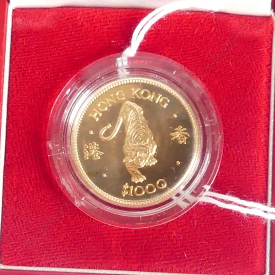 QE II Hong Kong 1986 Gold Proof $1000 coin Lunar Year of The Tiger. 22ct 15.97gms.