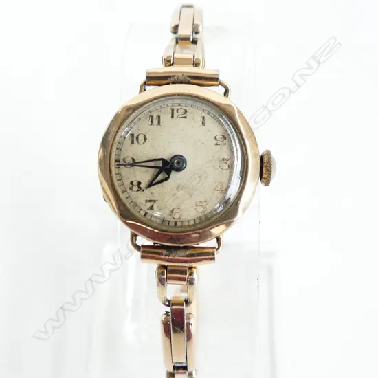 9CT VINTAGE LADIES WRIST WATCH R/G EXPANDRO STRAP