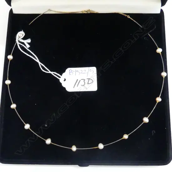 PEARL NECKLACE WITH 9CT CLASP IN BLACK FELT BOX