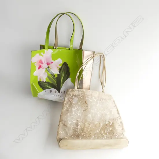 TED BAKER LABELLED TOTE BAG (marks to the interior) (COPY?) 340 x 340mm/UNBRANDED LACE TOTE BAG  (stained) 370 x 340mm
