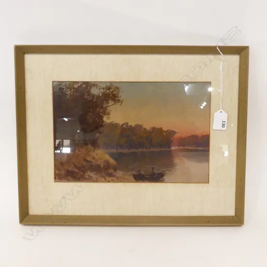 E. W. CHRISTMAS, LAKE SCENE, OIL ON BOARD 185x285mm