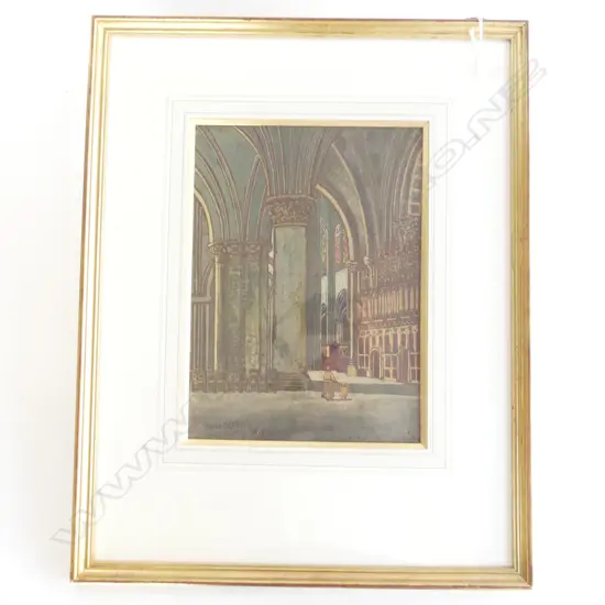 BLYTH FLETCHER, GOUACHE CHURCH INTERIOR 335x245mm