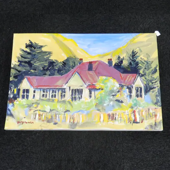 GEORGE THOMPSON 'MCKAY HOMESTEAD WHAREROA PAEKAKARIKI' OIL ON CANVAS 610x915mm