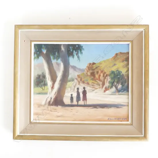 CLIF PEIR 'AT BENSTEAD CREEK, NORTHERN TERRITORY' OIL ON BOARD 215x265mm