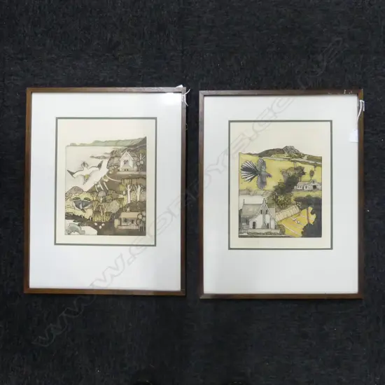 2 RUSSELL M. JACKSON ETCHINGS 'WHANGAROA' '84 44/100 & 'WHANGARURU PENISULA' '84 20/80 340x265mm 