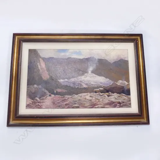 E.W. Christmas (1863-1918) ‘Waikite Geyser Whakarewarewa’ oil on board signed 400 x 620mm.