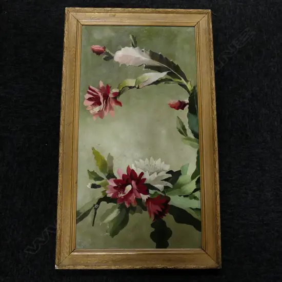 G. KYLE FLORAL OIL ON BOARD, GILT FRAME 625x330mm