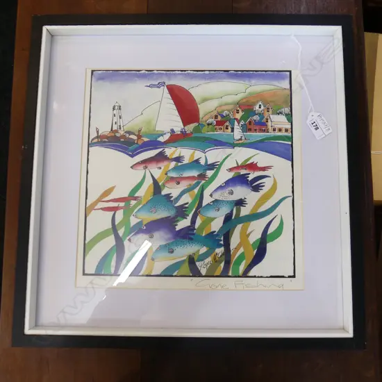 ROYCE McGLASHEN PRINT 'GONE FISHING' 295x295mm