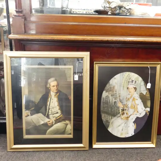 2 PRINTS; CECIL BEATON QEII 475x350mm + CAPTAIN COOK 460x310mm