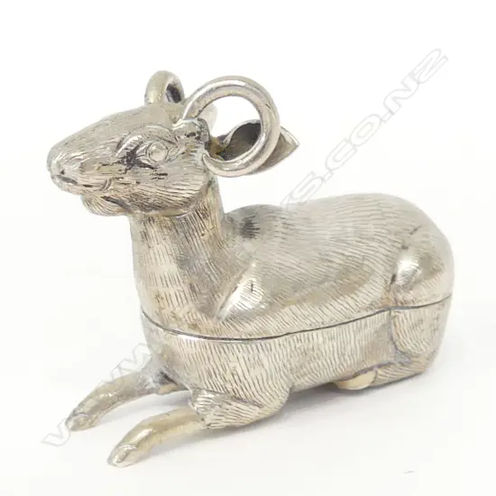 SILVER? HORNED GOAT CONTAINER L.55mm 19.2 GM
