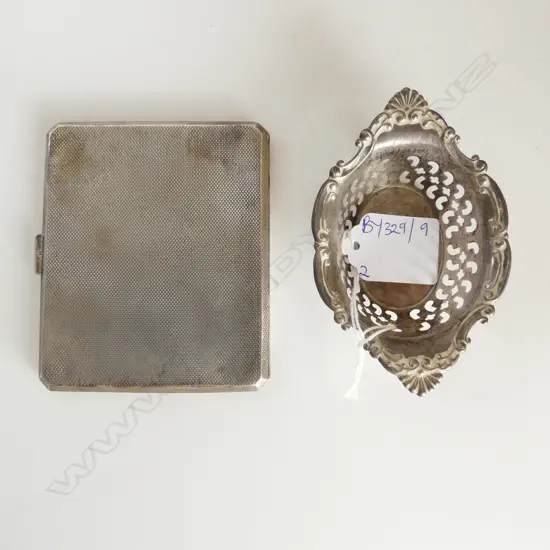 STG SILVER CIGARETTE CASE B'HAM 1920, STG DISH 143 GR