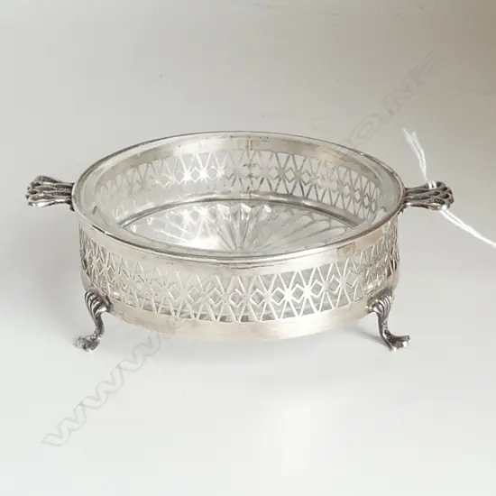 STG SILVER & CRYSTAL DISH, 95mm dia 34 GR