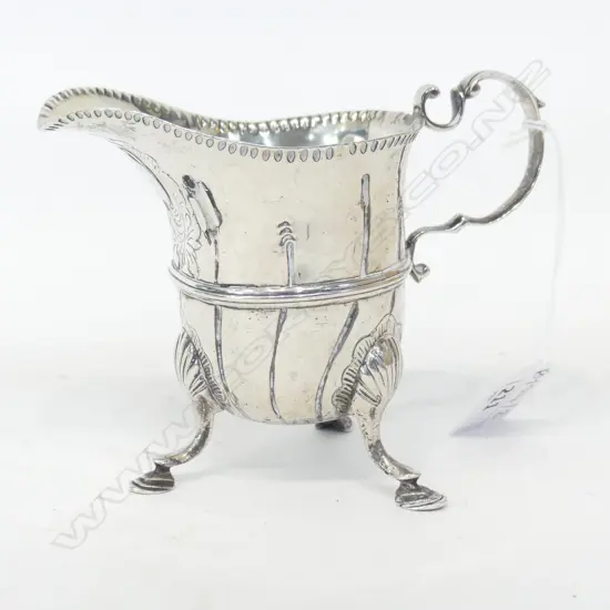 ANTIQUE STG SILVER CREAM JUG, MARKS WORN 154 GR