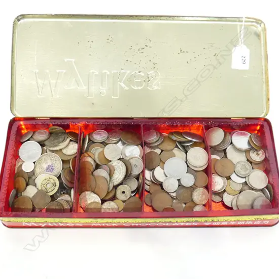 TIN ASST. WORLD COINS INCL. EARLY 20thC CHINESE YUAN SHIKAI SILVER DOLLAR ETC