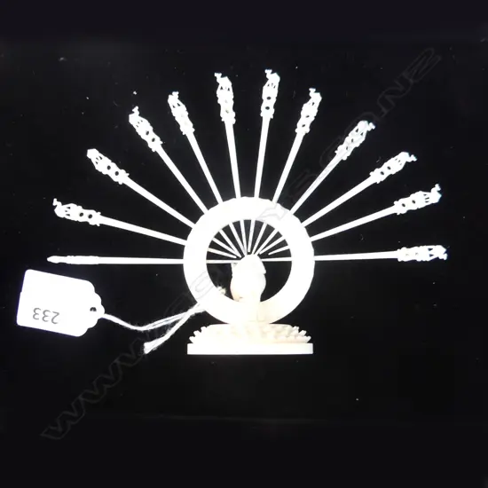 CARVED IVORY CAMEL STAND WITH CAMEL PICKS, H.120mm