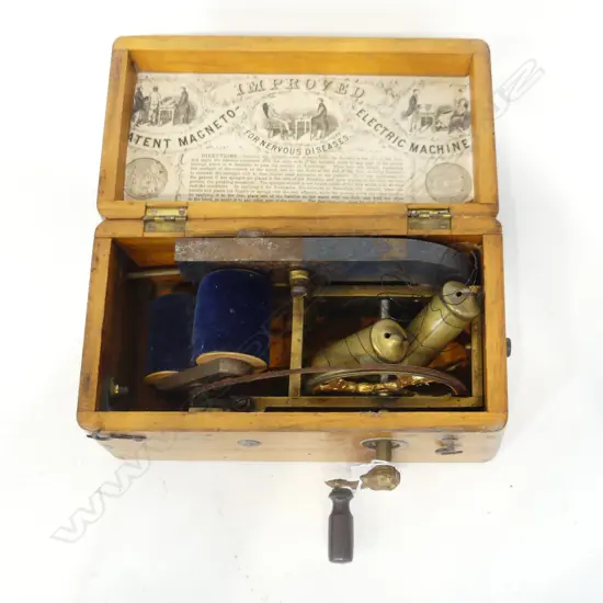 VICTORIAN ELECTRIC MACHINE FOR NERVOUS DISEASES WITH INSTRUCTIONS  c.1890’S, L.220mm