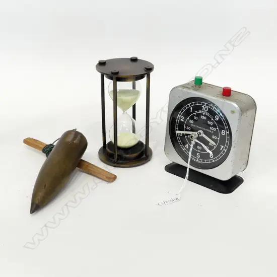 GERMAN TIME CONTROLLER / COUNTDOWN CLOCK H.125mm, HOUR GLASS, BRONZE BUILDERS PLUMB