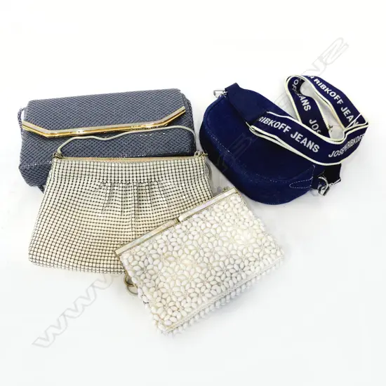 2 MESH EVENING SHOULDER BAGS/1 WHITE 1 JOSEPH RIBKOFF