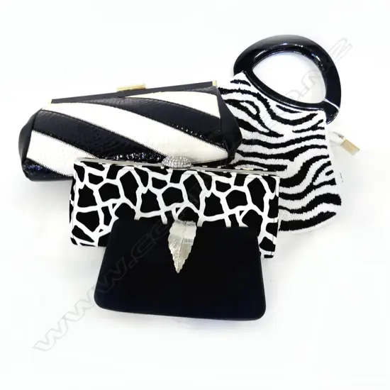 4 RETRO BLACK /WHITE EVENING HAND BAGS