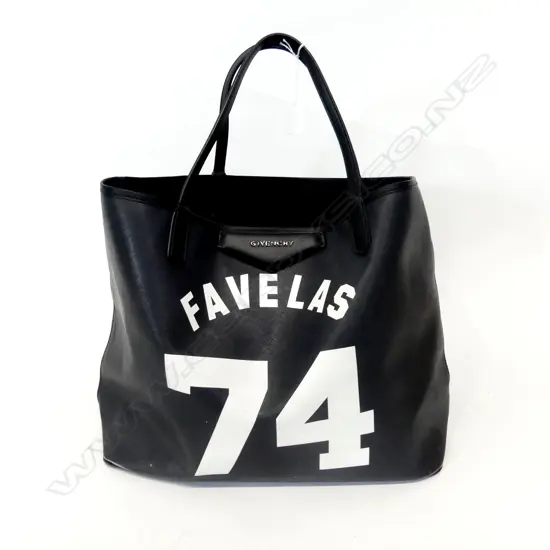 GIVENCHY 'FAVELAS 74' BLACK TOTE BAG SHOWING WEAR W.520mm