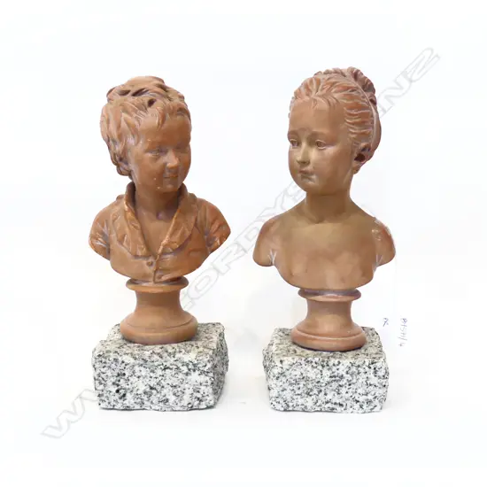 PR PLASTER CHILDRENS BUSTS ON QUARTZ BASES H.270mm