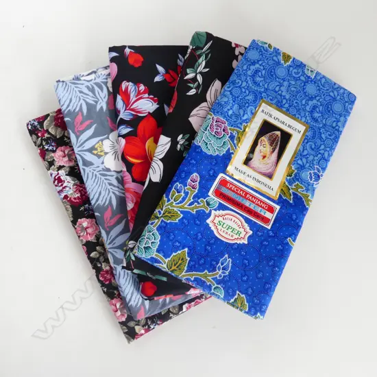 5 NEW INDONESIAN BATIK COTTON SARONGS 1000 X 1700MM